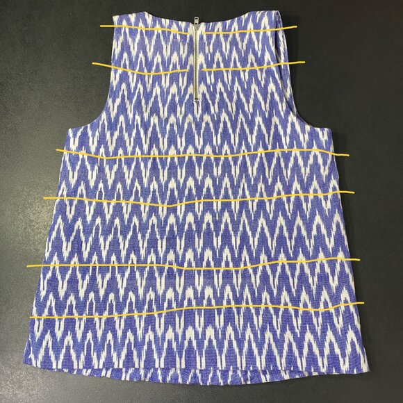 J. Crew Notched Shell Tank Top In Zig Zag Ikat Womens 00 Boho Coastal Grandma - Picture 14 of 16